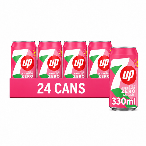 7UP Pink Lemonade Zero Sugar Soft Drink Cans 330ml – Pack of 24