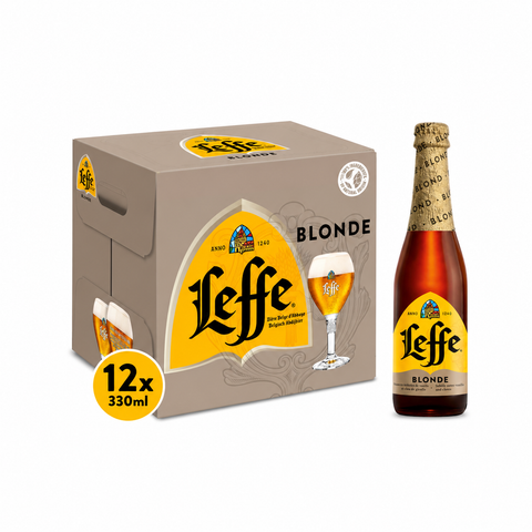 Leffe Blonde Belgian Beer 330ml Glass Bottles pack of 12