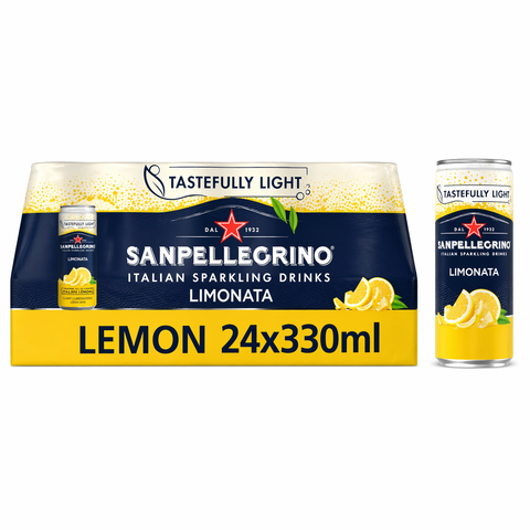 San Pellegrino Limonata Sparkling Lemon Drink 330ml Cans (Pack of 24)