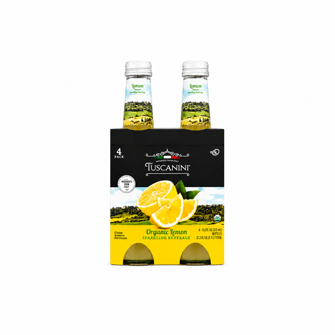 Tuscanini Organic Lemon Sparkling Beverage Glass Bottles 275ml ￼ ￼ pack of 24