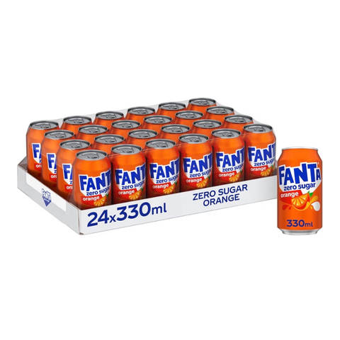 Fanta Orange Zero 330ml - Pack of 24